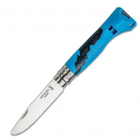 Детски сгъваем нож Opinel №7 Outdoor Junior Blue, острие 8 см, свирка