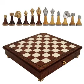 Италиански шах Italfama - Classic Set, бряст и дърво от шипка, 32 x 32 x 6 см снимка