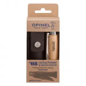 Сгъваем нож Opinel Inox №8 с кожен калъф