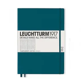 Тефтер А4+ Leuchtturm1917 Notebook Master Slim Pacific Green, твърда корица, на точки снимка