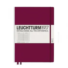 Тефтер А4+ Leuchtturm1917 Notebook Master Slim Port Red, твърда корица, на редове снимка