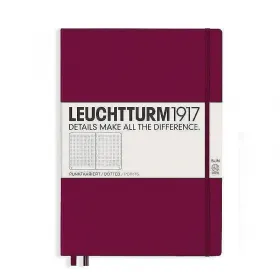 Тефтер А4+ Leuchtturm1917 Notebook Master Slim Port Red, твърда корица, на точки снимка