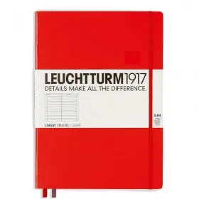 Тефтер А4+ Leuchtturm1917 Notebook Master Slim Red, твърда корица, на редове снимка
