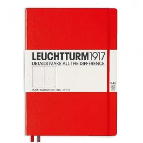 Тефтер А4+ Leuchtturm1917 Notebook Master Slim Red, твърда корица, на точки снимка