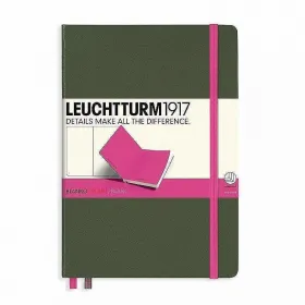 Тефтер А5 Leuchtturm1917 BiColore Edition Army-NewPink, твърди корици, бели страници снимка