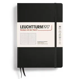 Тефтер А5 Leuchtturm1917 Notebook Medium Black, твърди корици, на точки снимка