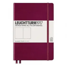 Тефтер А5 Leuchtturm1917 Notebook Medium Port Red, твърди корици, бели страници снимка