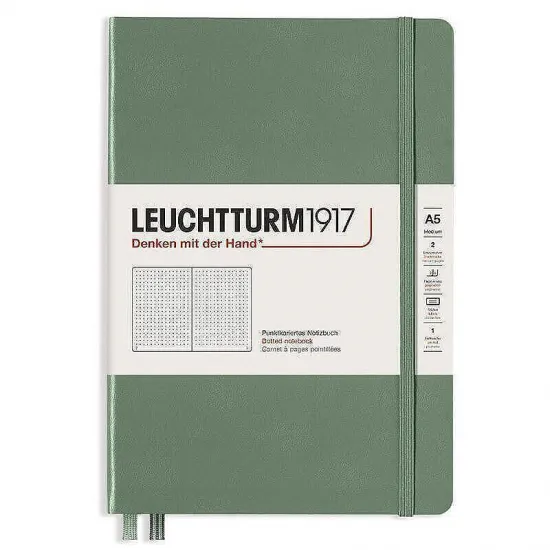 Тефтер А5 Leuchtturm1917 Smooth Colors Collection Olive, твърди корици, на точки