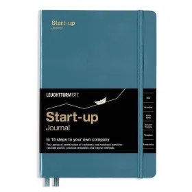 Тефтер А5 Leuchtturm1917 Start-up Journal, Stone Blue, твърди корици, на Английски снимка
