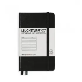 Тефтер А6 Leuchtturm1917 Notebook Pocket Black, твърда корица, на редове снимка