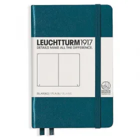 Тефтер А6 Leuchtturm1917 Notebook Pocket Pacific Green, твърди корици, бели страници снимка