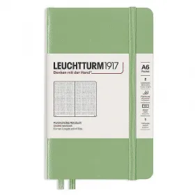 Тефтер А6 Leuchtturm1917 Notebook Pocket Sage, твърди корици, на точки снимка