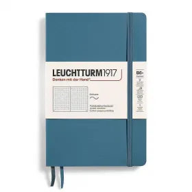 Тефтер B6+ Leuchtturm1917 Notebook Paperback Stone Blue, меки корици, на точки снимка