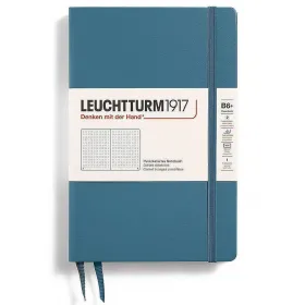 Тефтер B6+ Leuchtturm1917 Notebook Paperback Stone Blue, твърди корици, на точки снимка