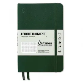 Тефтер Leuchtturm1917 - Outlines, B6+, на точки, зелен, меки корици, водоустойчив снимка