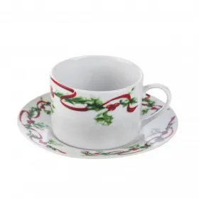 Коледна чаша с чиния Holly Ilex снимка