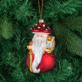 Стъклена играчка Дядо Коледа с бухалче