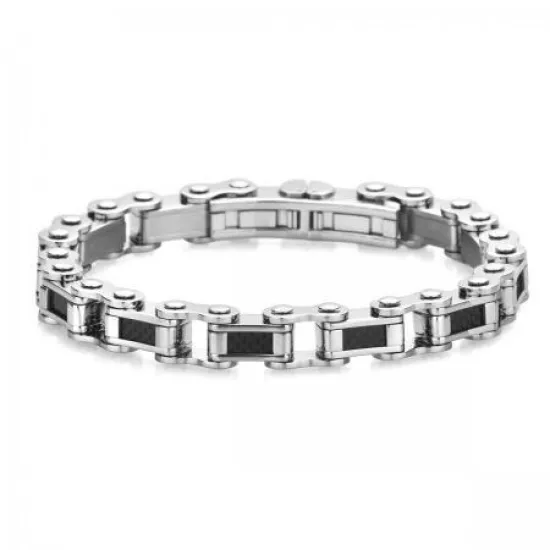 Мъжка гривна Silver Flame, стомана и карбон
