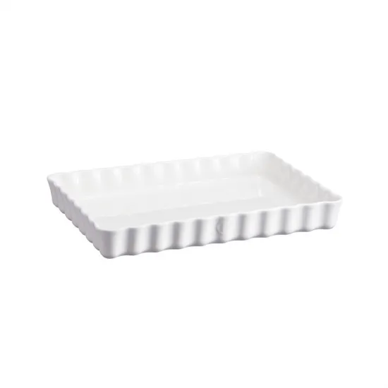 Emile Henry керамична провоъгълна форма за тарт "deep Rectangular Tart Dish "- 33,5 х 24 - цвят бял
