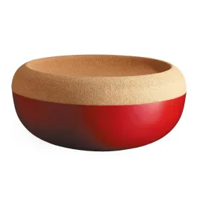 Emile Henry керамична купа / фруктиера с корков капак "large Storage Bowl" - Ø 36 см - цвят червен снимка