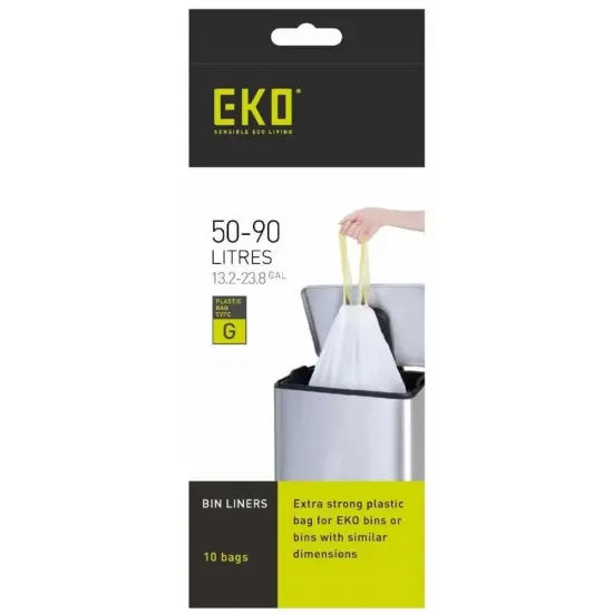 Eko 10 бр. торби за смет с връзки Eko, размер G, 50-90 л.
